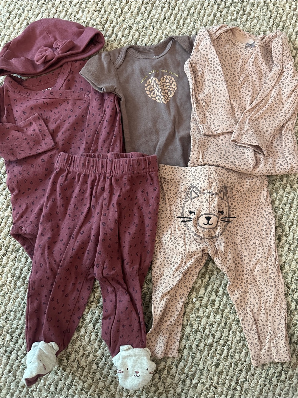 Carter’s Cat themed Sets bundle - Mauve & Dusty Pink